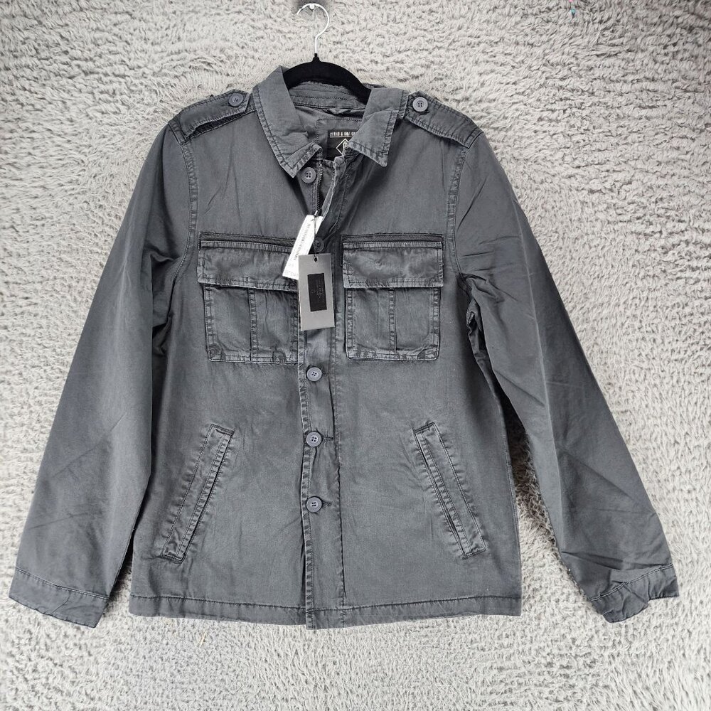 Indigo Star Jacket Mens Small Dark Gray Canvas MIlitary Field *NWT*